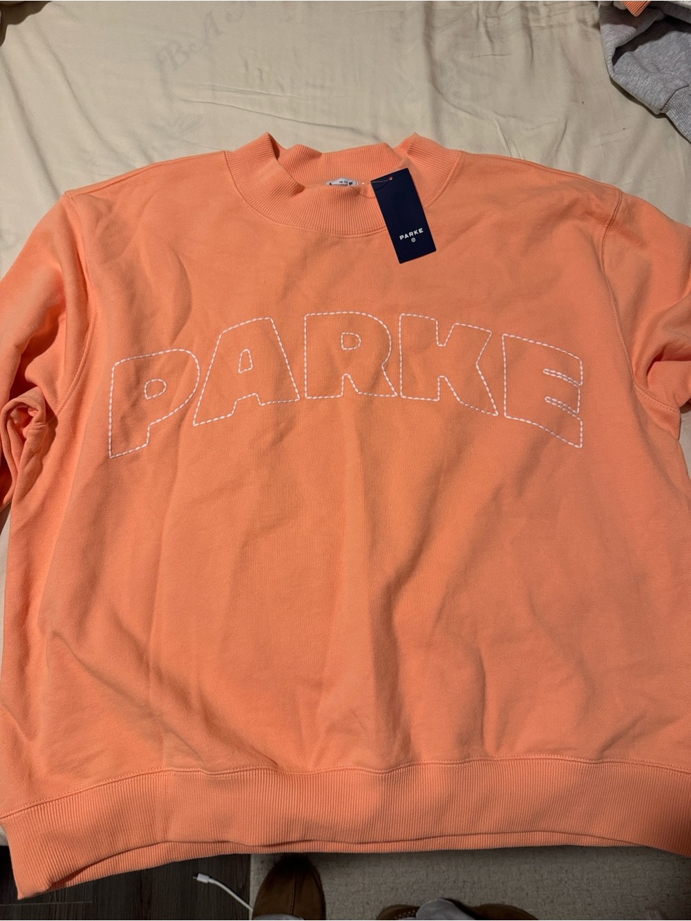 PARKE Embroidered Logo Crewneck Sweatshirt - Peach L/XL